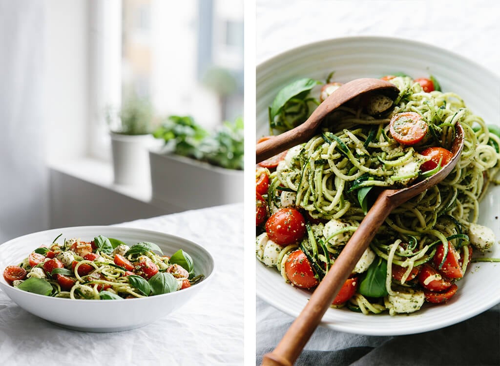 Zucchini noodle caprese is made from my favorite gluten-free pasta alternative, zucchini noodles - and inspired by one of my all time favorite salads, caprese.