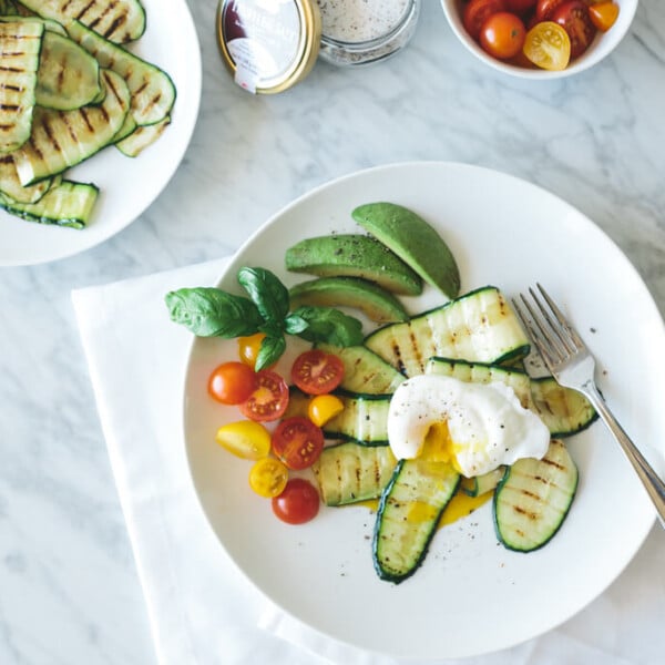 poached egg with truffle salt zucchini