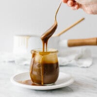 Salted caramel sauce that's made from coconut milk and coconut sugar. It's a dairy-free, paleo and vegan caramel sauce. And it's extremely delicious! #CaramelSauce #Salted CaramelSauce #VeganCaramelSauce #CaramelSauceRecipe