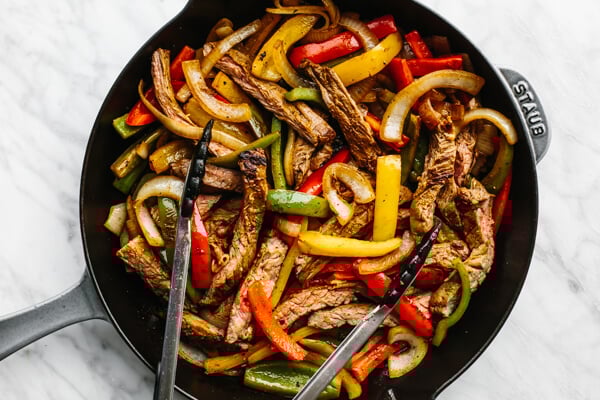 Steak fajitas skillet dinner
