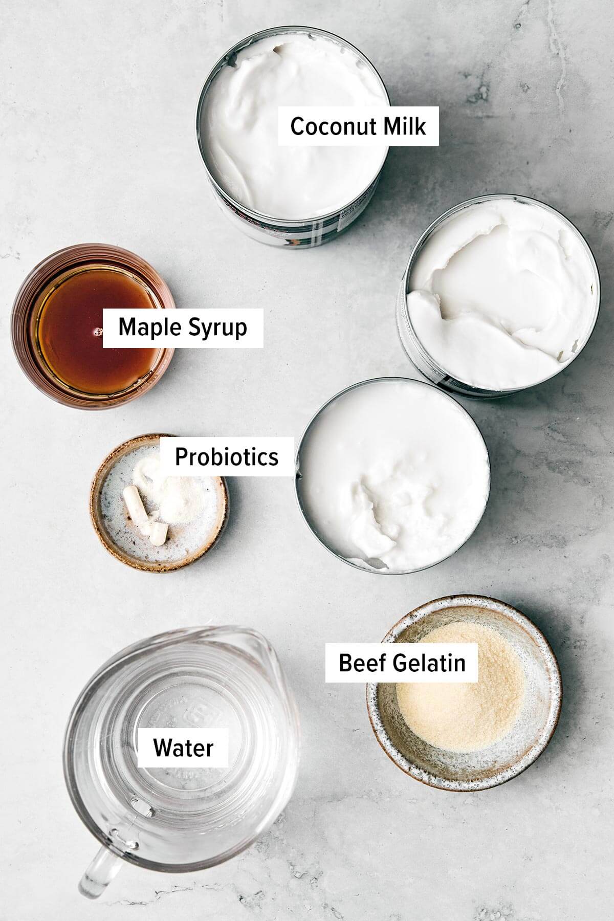 Ingredients for coconut yogurt.