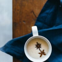(dairy-free, vegan, paleo) Chai spiced coconut milk. A warm, fragrant and delicious winter beverage.
