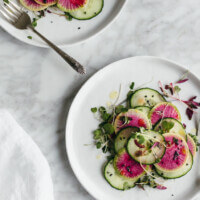 Watermelon radish and cucumber salad.
