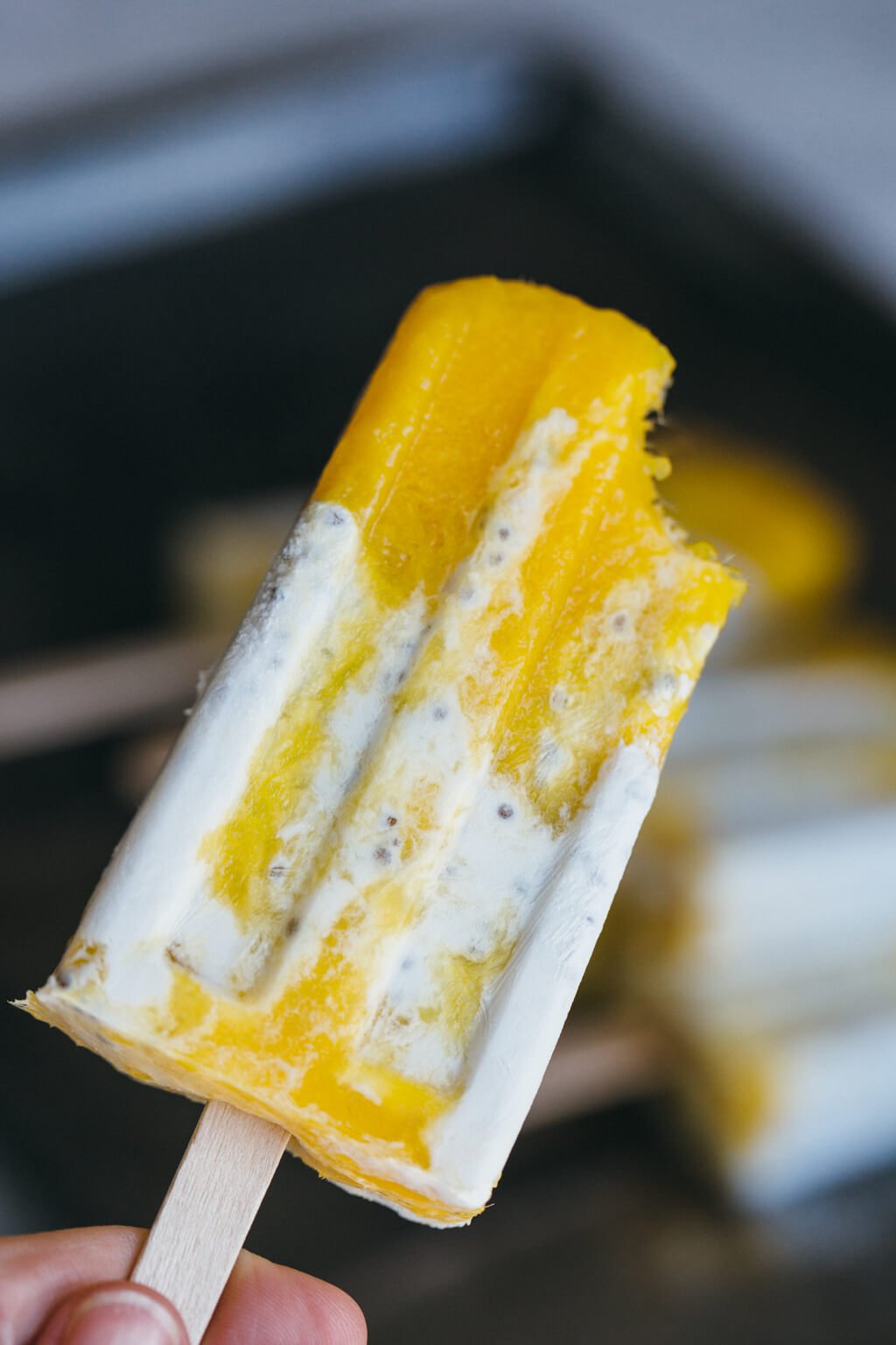 Coconut chia mango popsicles. Dairy-free and refined-sugar free. 
