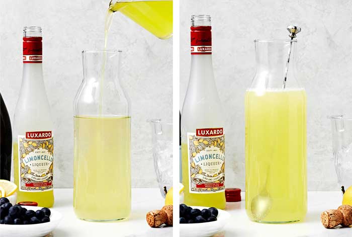 Making limoncello prosecco.