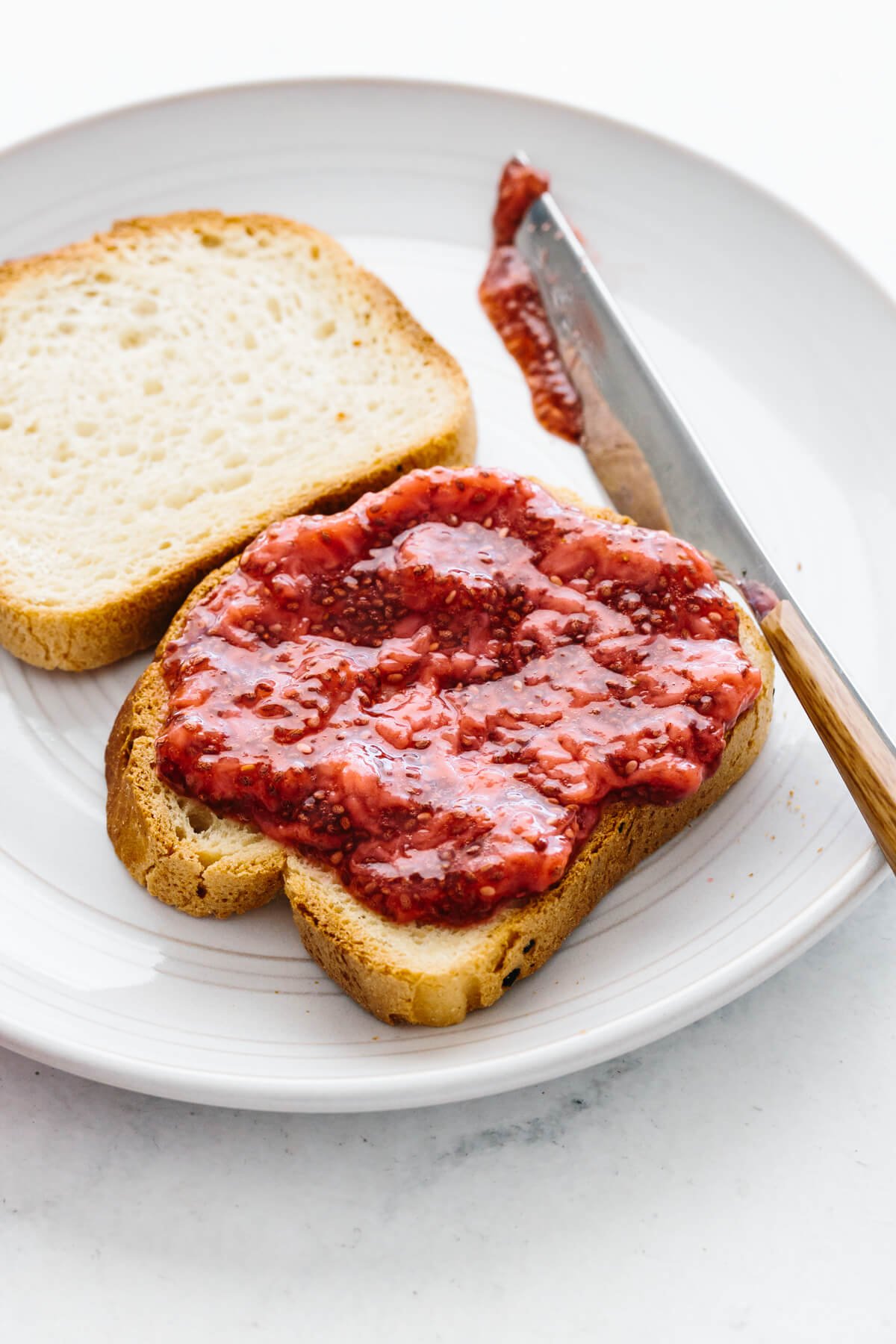 Chia seed jam slathered on toast.