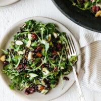 This wild rice and arugula salad takes advantage of fresh seasonal greens, including arugula, cucumber, spring onions and mint - and pairs that with the nuttiness of wild rice and sweetness of dried cranberries. It's deliciously simple and packed with flavor. 