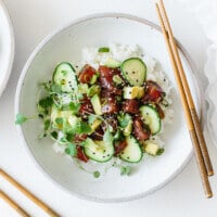 Ahi tuna poke bowl.