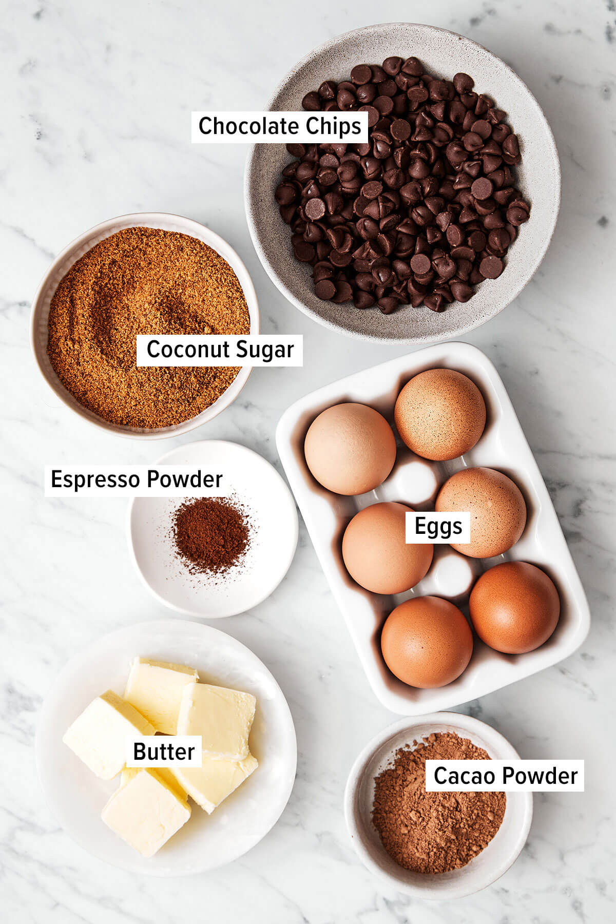 This flourless chocolate cake is a deliciously elegant yet easy chocolate dessert that’s sure to impress guests. Ingredients for flourless chocolate cake.
