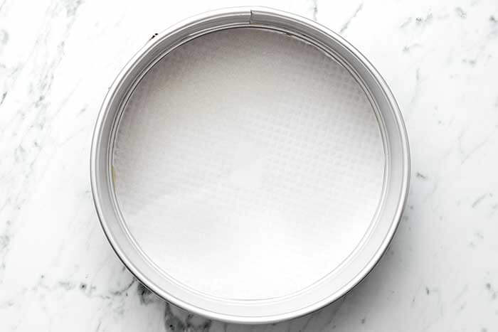 Lining a springform pan.