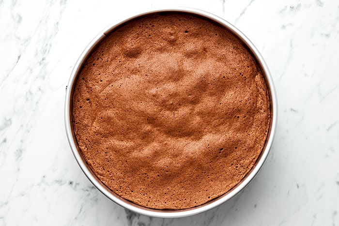 A baked flourless chocolate cake.