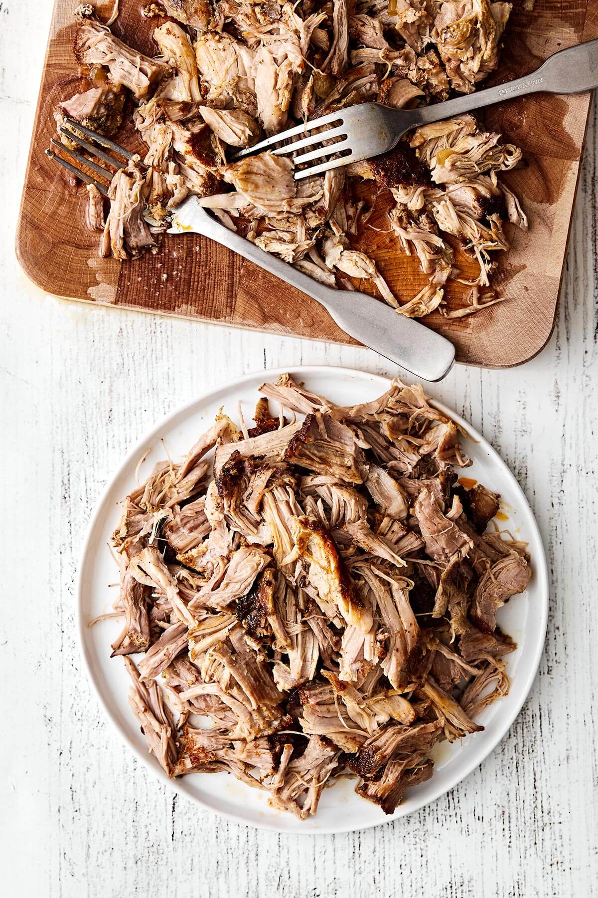 Shredded crockpot pulled pork.