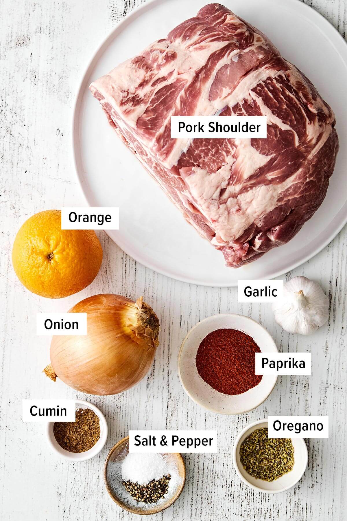 Ingredients for slow cooker pulled pork.
