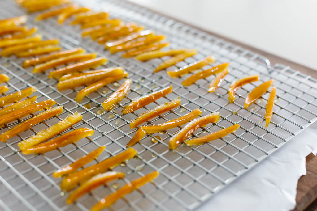 Candied orange peel is the perfect sweet treat. It's slightly bitter with a burst of orange and deliciously sweet.