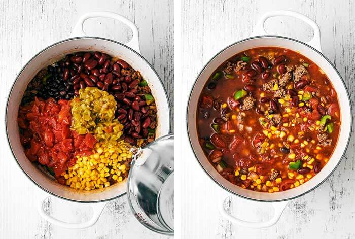 Cooking taco soup in a pot
