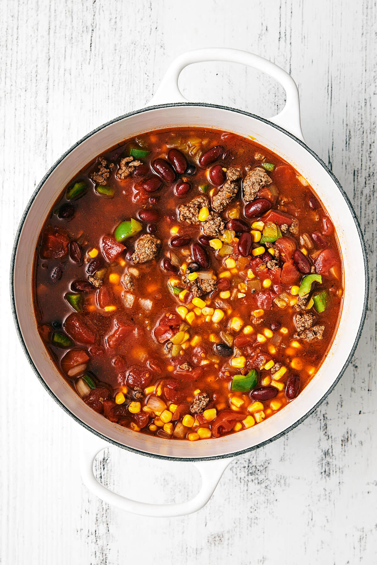 A pot of taco soup