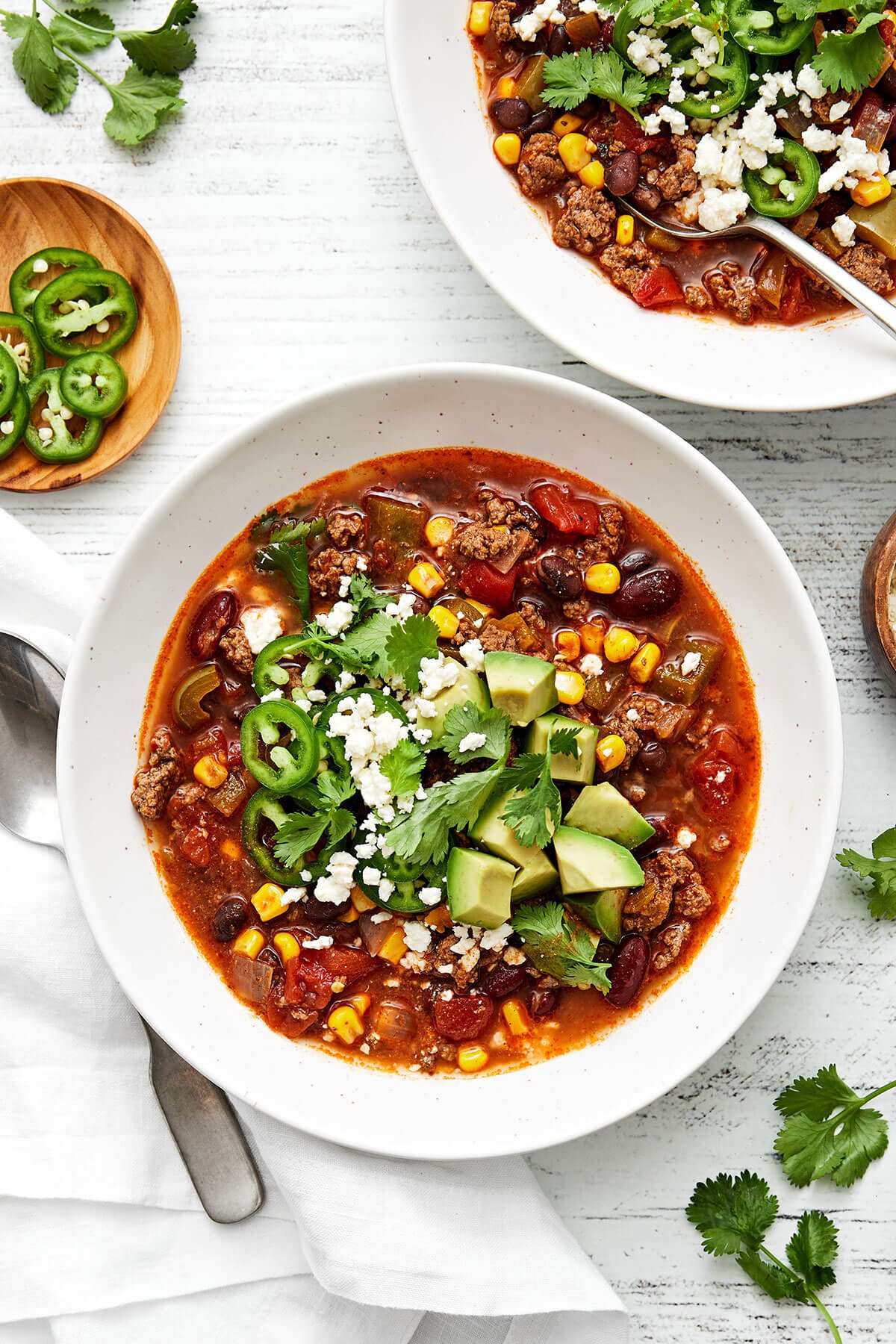 Bowls of tacos soup