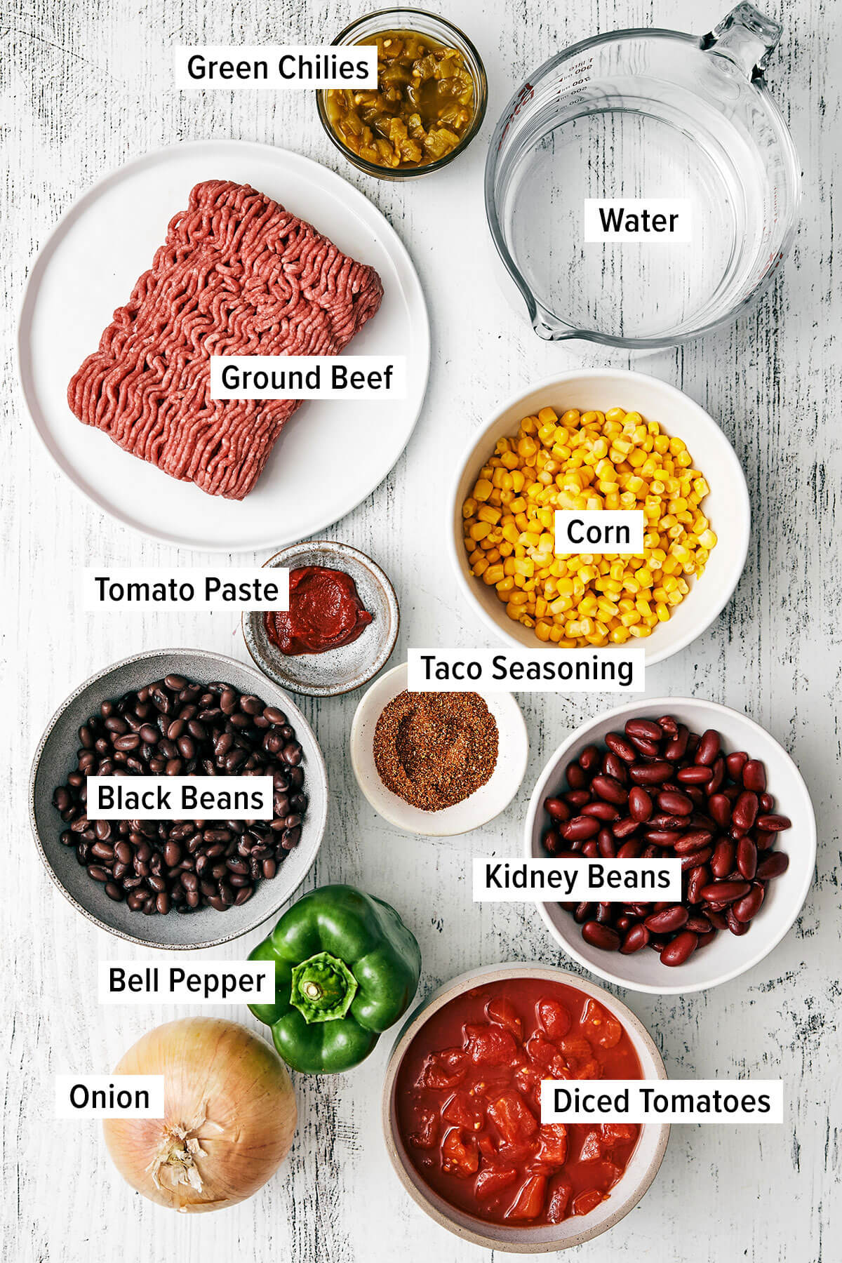 Ingredients for taco soup
