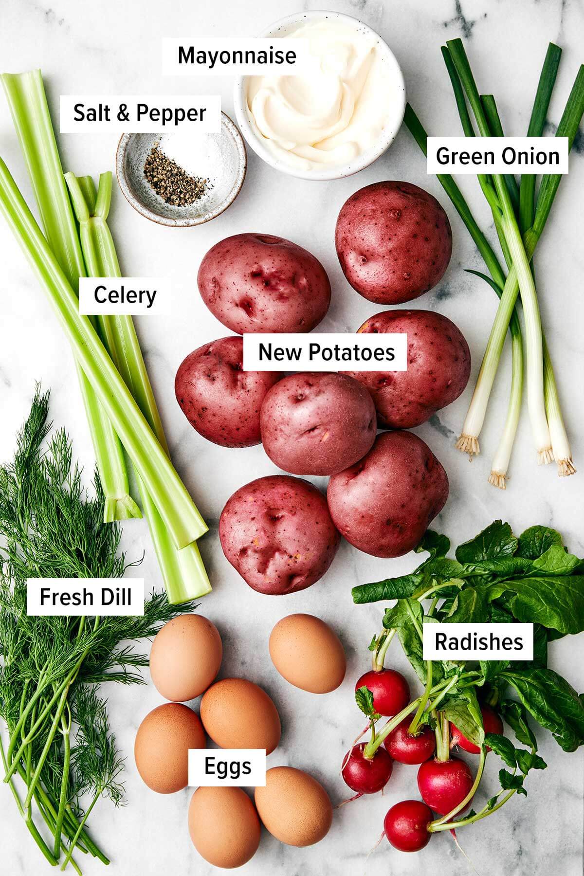 Ingredients for potato salad.