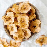 Apple chips in a bowl.