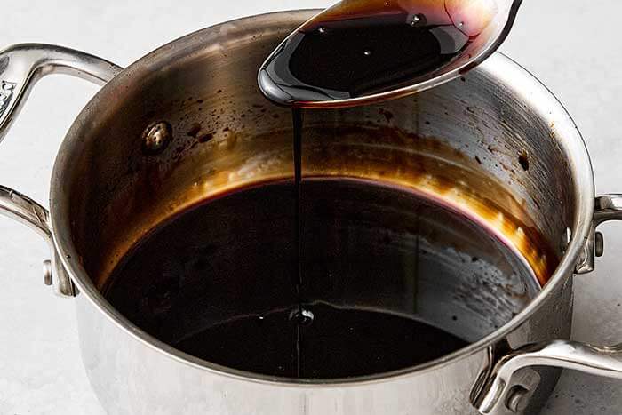 Balsamic glaze in a pot.