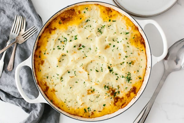 Finished Shepherd's pie fresh out of the oven.