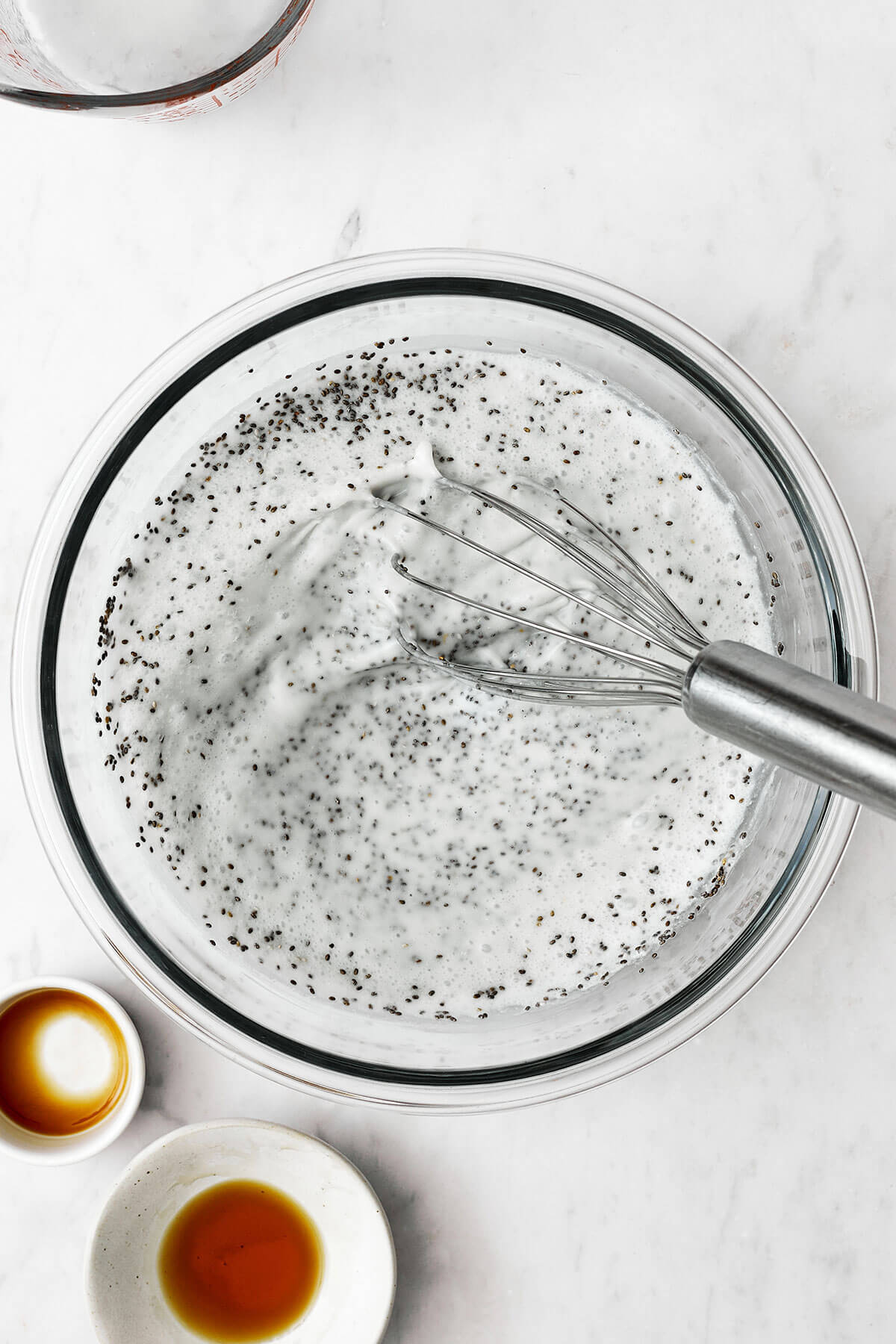 Make chia pudding for the week and you’ve got a healthy breakfast or snack right at your fingertips. Bonus — it's super easy to make! Whisking chia pudding in a large bowl