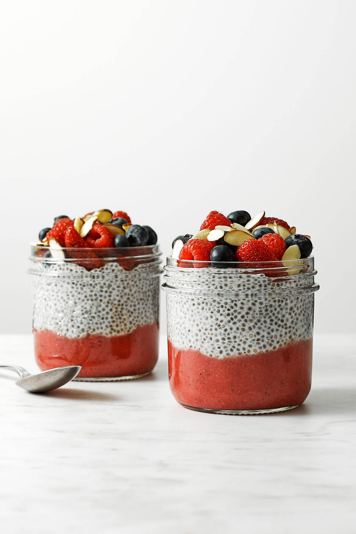 Make chia pudding for the week and you’ve got a healthy breakfast or snack right at your fingertips. Bonus — it's super easy to make! Two jars of chia pudding with fruit