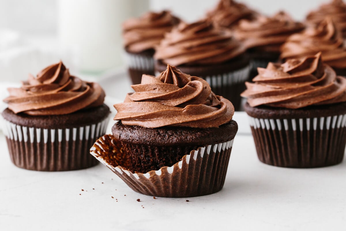 Unwrapping a paleo chocolate cupcake.