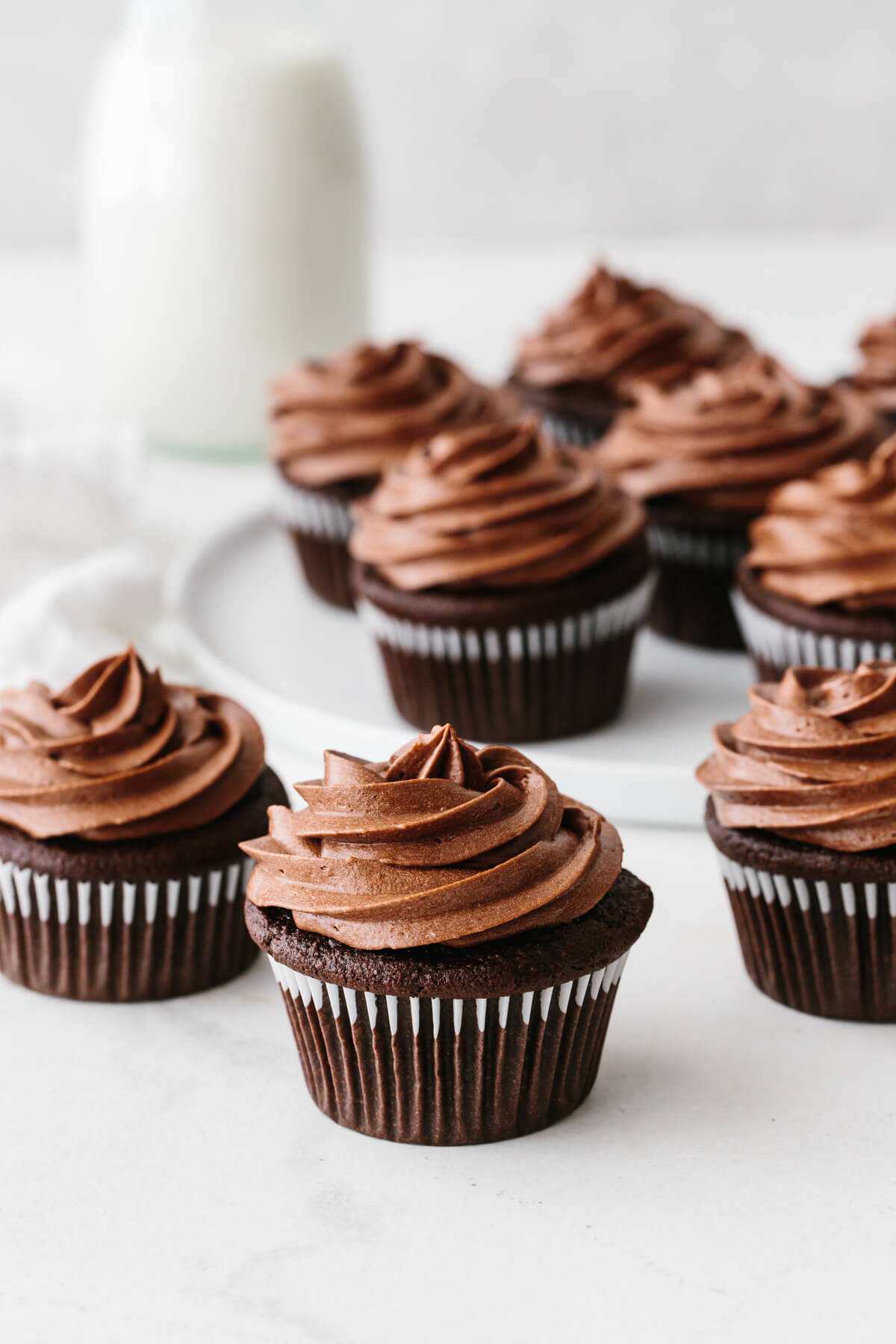 Paleo chocolate cupcakes on a table.