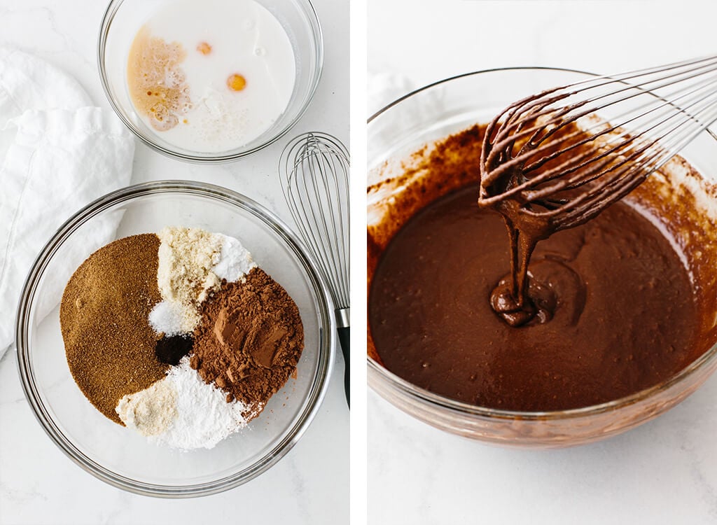 Ingredients for making paleo chocolate cupcakes.