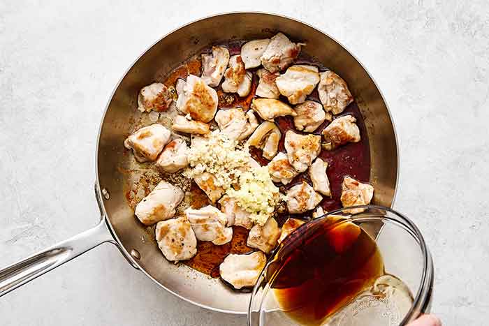 Chicken thighs with teriyaki sauce.