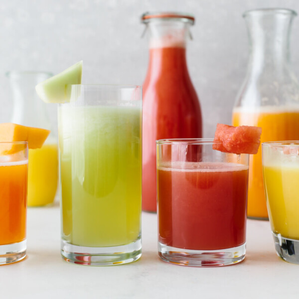Several different flavors of agua fresca.