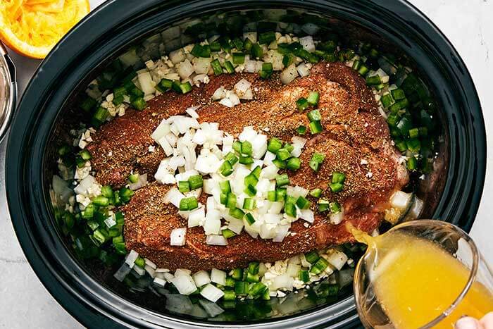 Carnitas in a slow cooker.