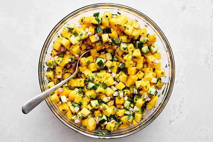 How to make mango salsa.