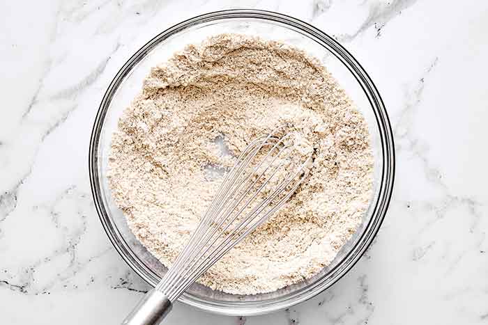 Zucchini bread flour in a bowl.