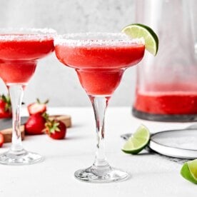 Frozen strawberry margarita cocktails.