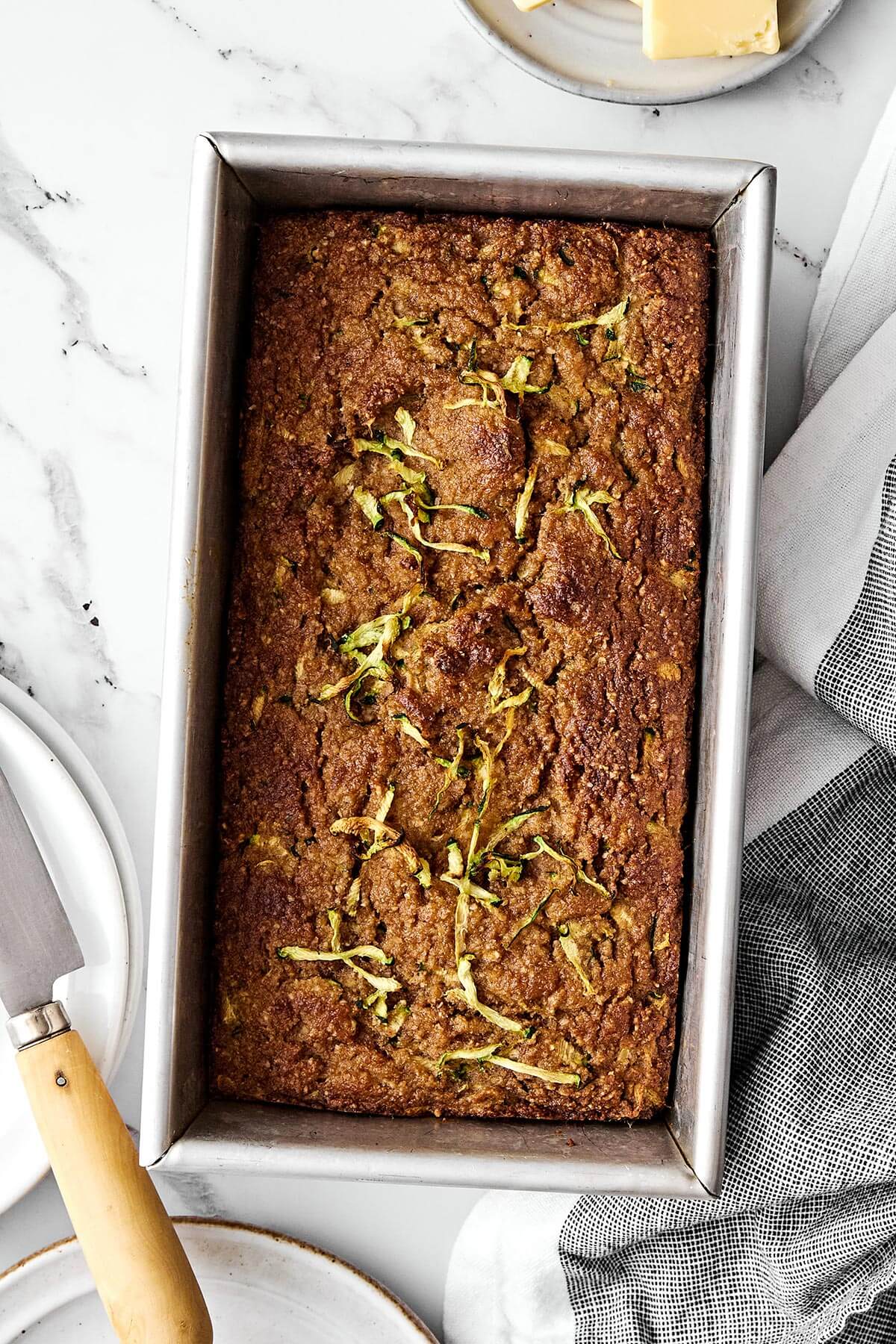 Baked gluten-free zucchini bread recipe.