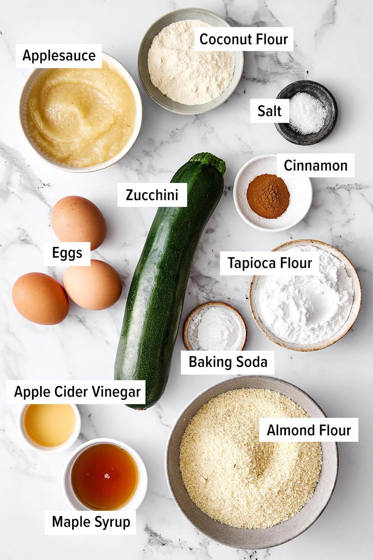 Gluten-free zucchini bread ingredients.