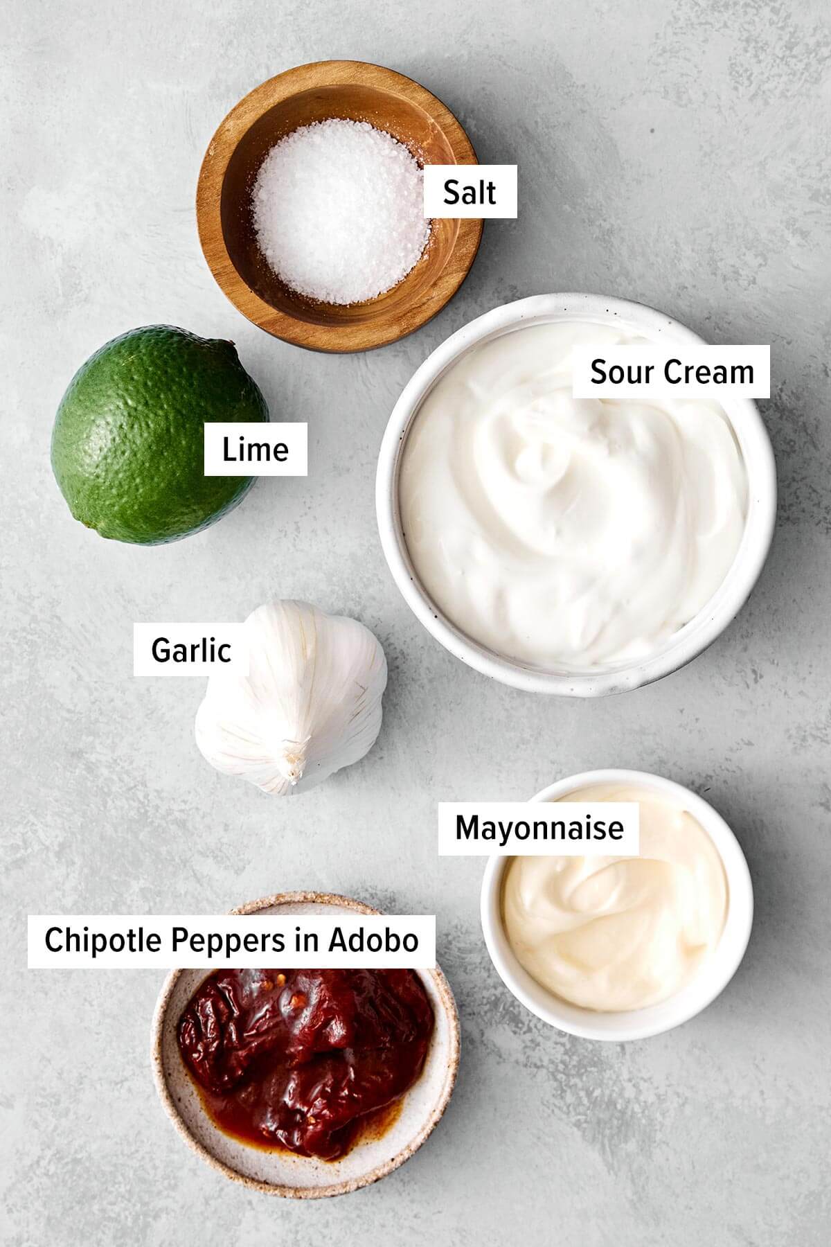Ingredients for chipotle sauce.