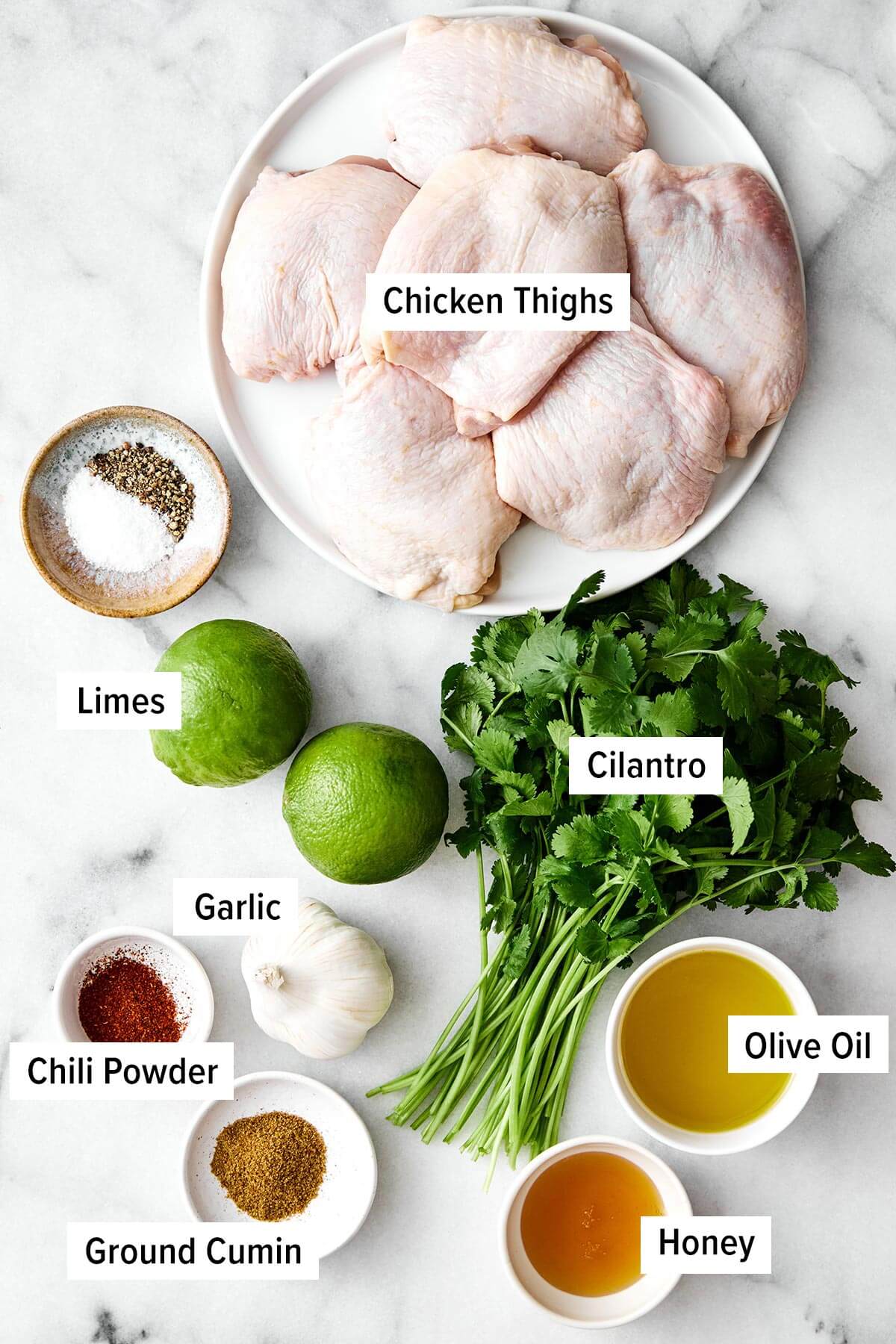 Ingredients for cilantro lime chicken.