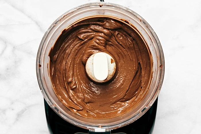 Blended chocolate avocado pudding.