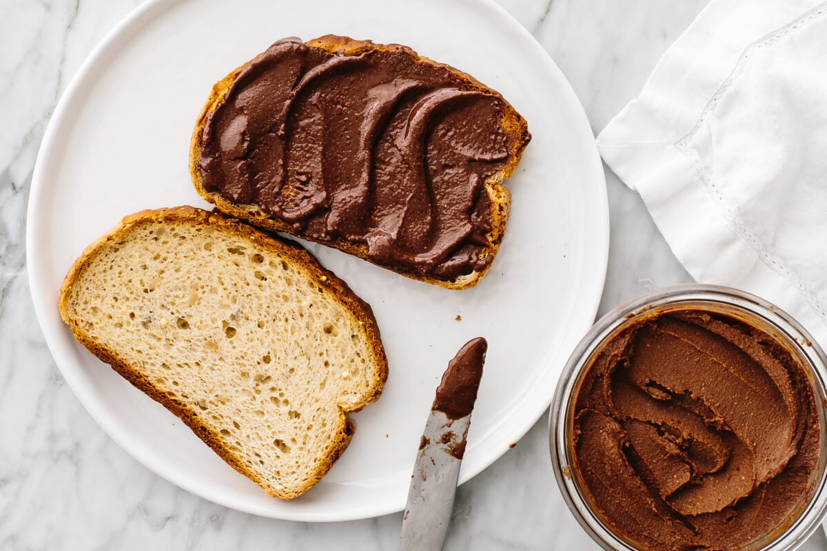 Homemade nutella spread on toast.