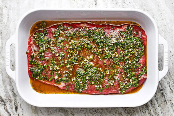 Marinating carne asada