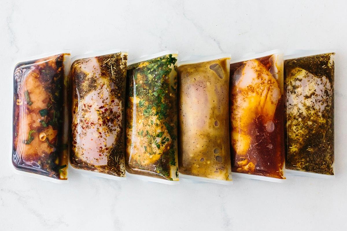 These chicken marinade recipes will give your favorite protein some big flavor and maximum juiciness. Plus, they're a great freezer meal prep! Bags of chicken marinade recipes.