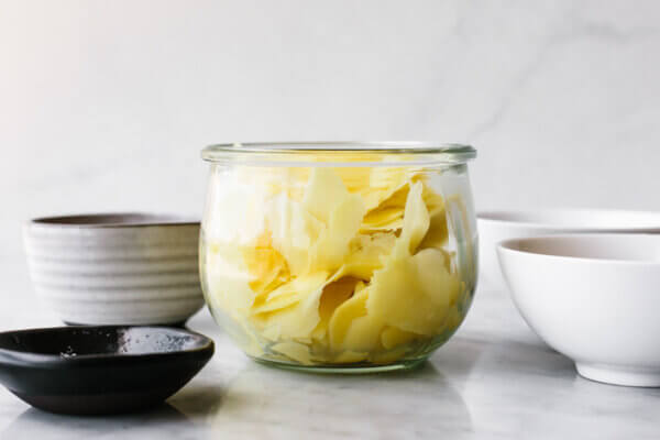 A jar of ginger for quick pickled ginger