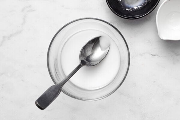 A bowl of slurry for spiced pear souffle