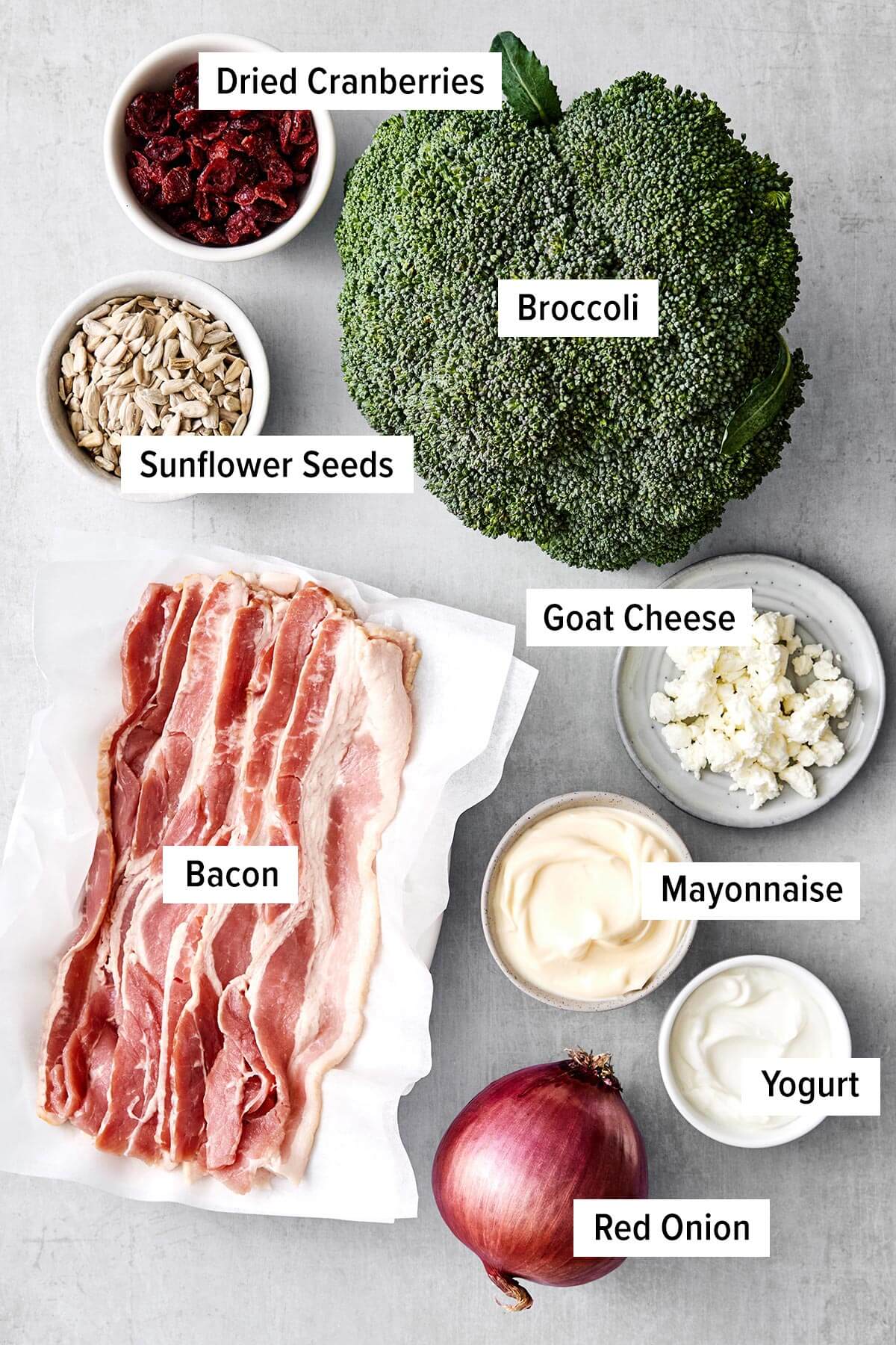 Broccoli salad ingredients.