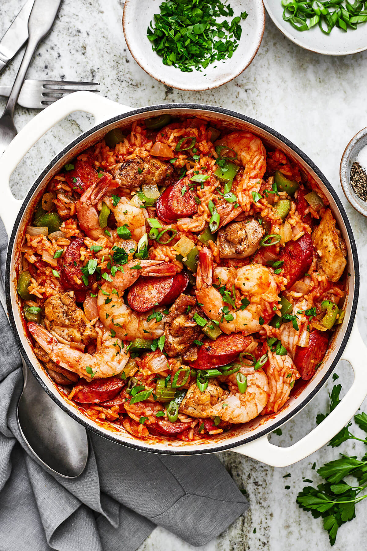 Jambalaya in a big white pot