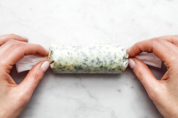 A log of herb compound butter